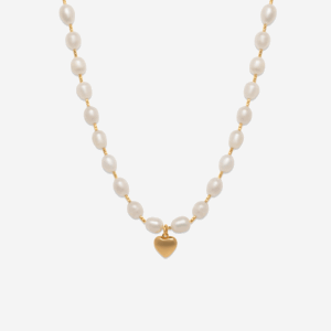Heart Shaped Round Pearl Necklace