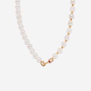 Clip Half-Round Pearl Necklace