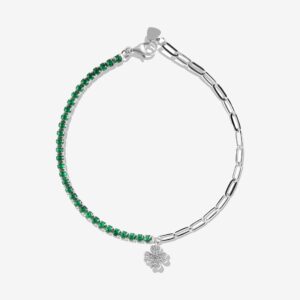 Lucky Clover Green Zirconia Tennis Shackles Bracelet