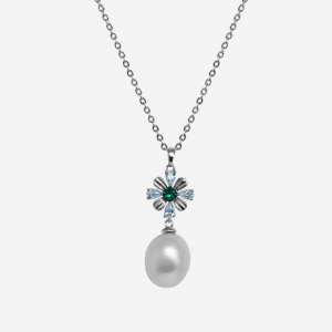 Royal Flower Pearl Drop Necklace