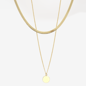 Snake Skin & Medallion Twin 18k Gold Necklace