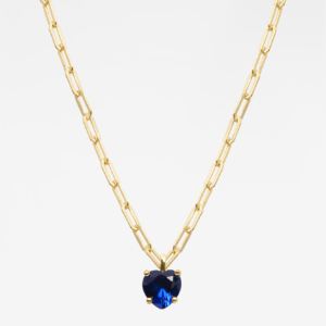 Blue Heart Gem Shackles 18K Gold Plated Necklace