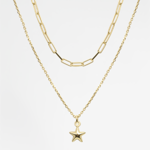 Star Charm & Shackles Twin 18K Gold Plated Necklace