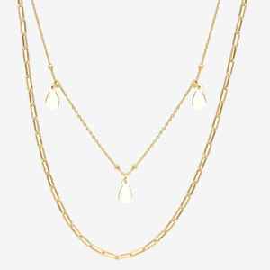Gold Drops Shackle Twin 18K Gold Plated Necklace