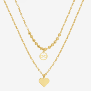 Heart & Infinity Charm Twin 18k Gold Plated Necklace