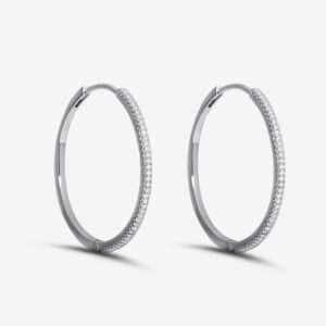 Silver Tennis Hoop Earrings