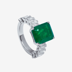 Baguette Cut Green Gem Ring