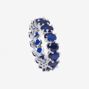 Oval Sapphire Blue Band Ring