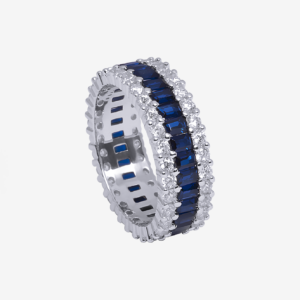 Sapphire Blue Baguette Bling Ring