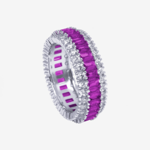 Magenta Baguette Bling Ring