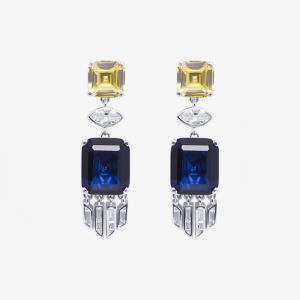 Modern Royal Sapphire Blue Gem Earrings
