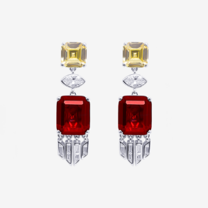 Modern Royal Ruby Red Gem Earrings