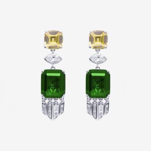 Modern Royal Emerald Green Gem Earrings