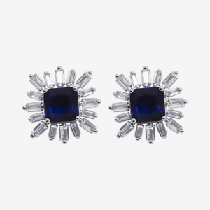 Frozen Sapphire Blue Flower Earrings