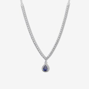 Tear Drop Charm Tennis Necklace