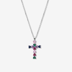 Heart Cross Rainbow Necklace