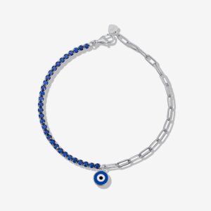 Evil Eye Blue Sapphire Tennis Shackles Bracelet