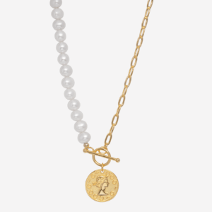 Ancient Coin Pearls & Shackles Necklace