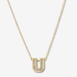 'U' Dazzle Alphabet Letter Estel 14k Necklace