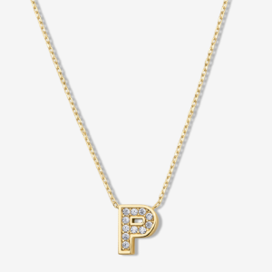 'P' Dazzle Alphabet Letter Estel 14k Necklace