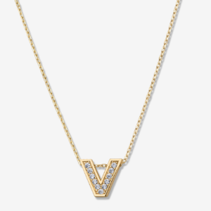 'V' Dazzle Alphabet Letter Estel 14k Necklace