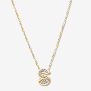 'S' Dazzle Alphabet Letter Estel 14k Necklace