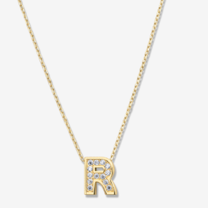 'R' Dazzle Alphabet Letter Estel 14k Necklace