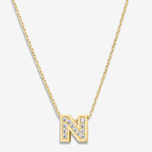 'N' Dazzle Alphabet Letter Estel 14k Necklace