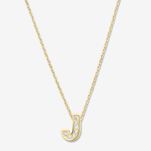 'J' Dazzle Alphabet Letter Estel 14k Necklace