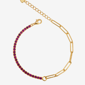 Ruby Red Tennis Shackles Bracelet - 18K Plated