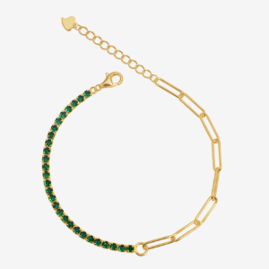Emerald Green Tennis Shackles Bracelet -18K Plated