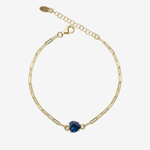 Sapphire Blue Heart Shackles Band Bracelet